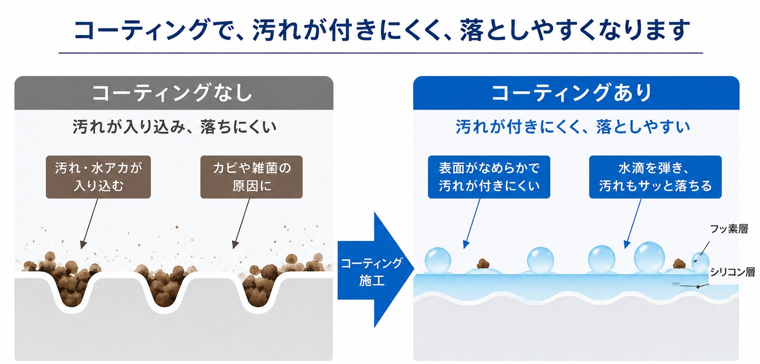 コーティングあり無しの図